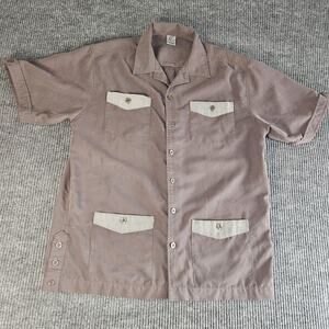 Claudio Nucci Shirt Mens Large Brown Short Sleeve Button Front Utility Pockets